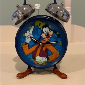 Disney Blue and Orange Goofy Twin Bell Alarm Clock